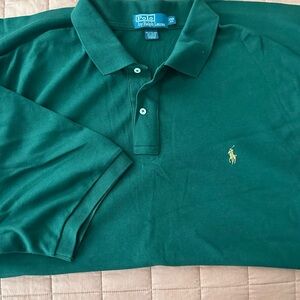 Ralph Lauren Forest Green Polo with Gold Pony Embroidery